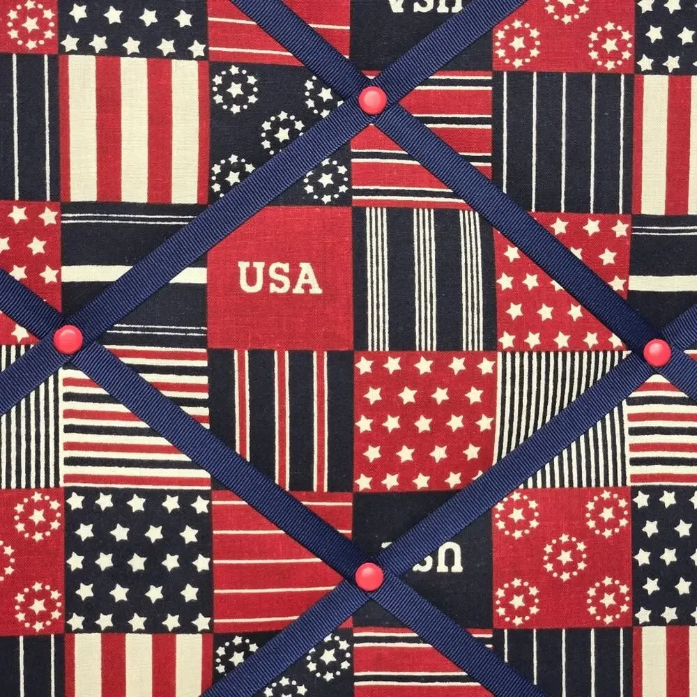 Patriotic Americana French Memo Board Handmade In VT 16x20in NWOT